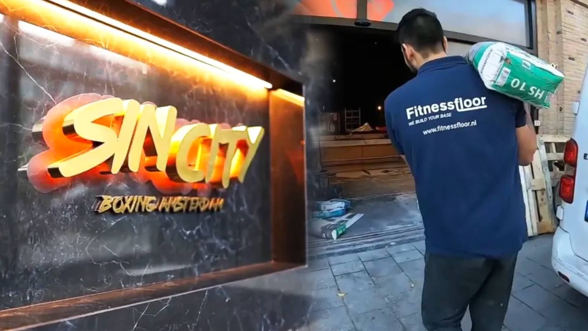 Fitnessfloors.nl showcase building process of Sin City Boxing Gym's interior, shot by Younes Belguebli in Amsterdam, The Netherlands