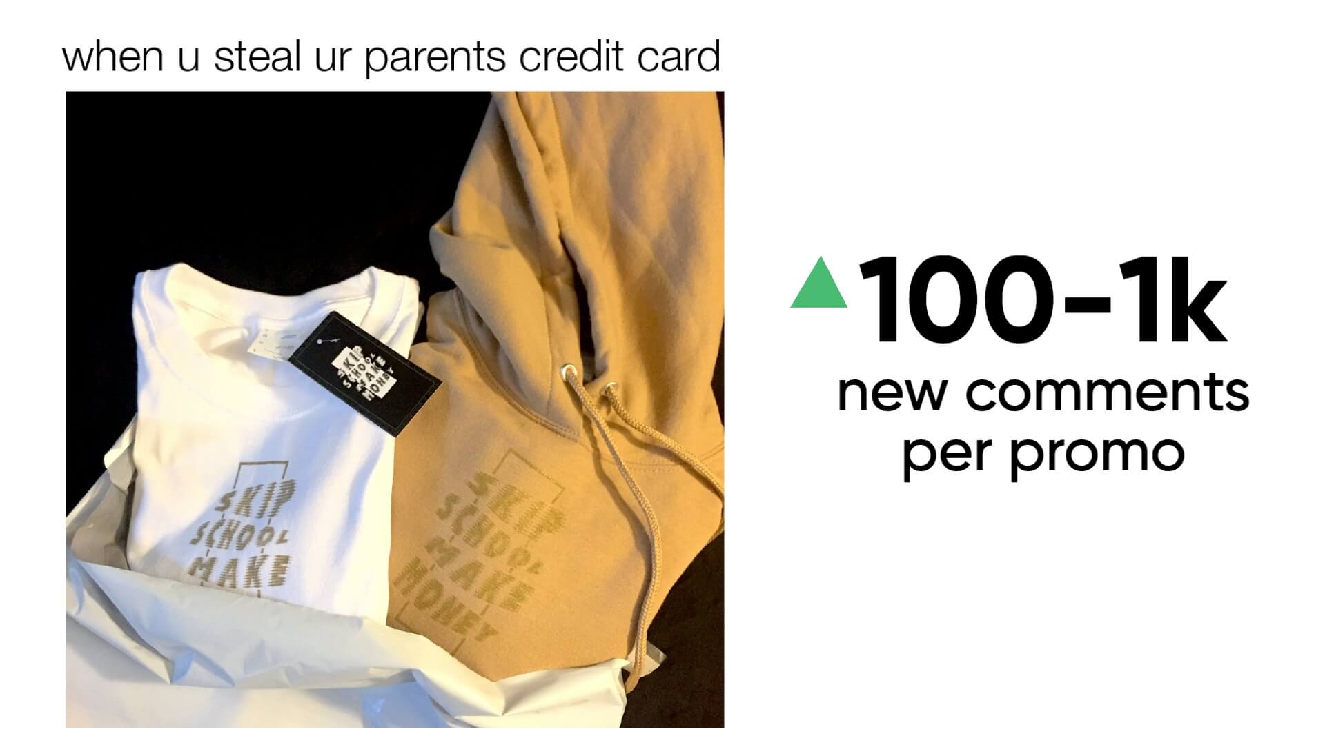 SkipSchoolMakeMoney showcases pioneering marketing strategy - Meme Marketing, showcasing various memes from the brand's social media presence