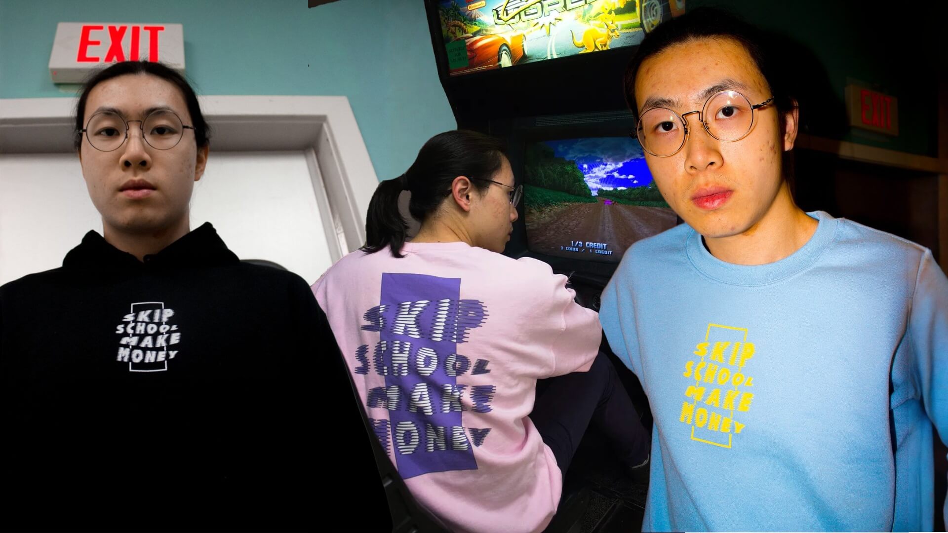 SkipSchoolMakeMoney photoshoot sample from Drop_1 Photoshoot shot by Dominic Sanchez in Amherst, MA, modeled by Yichao